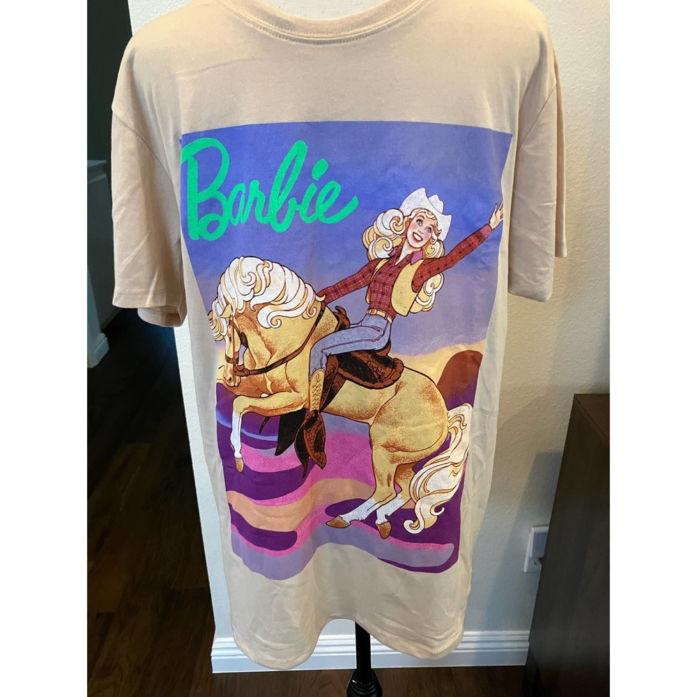 Barbie Rodeo Beige Tee Shirt Unisex Large Top Vintage Style